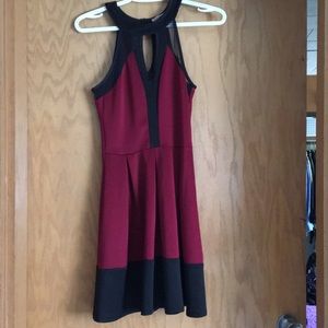 Wine and black event dress